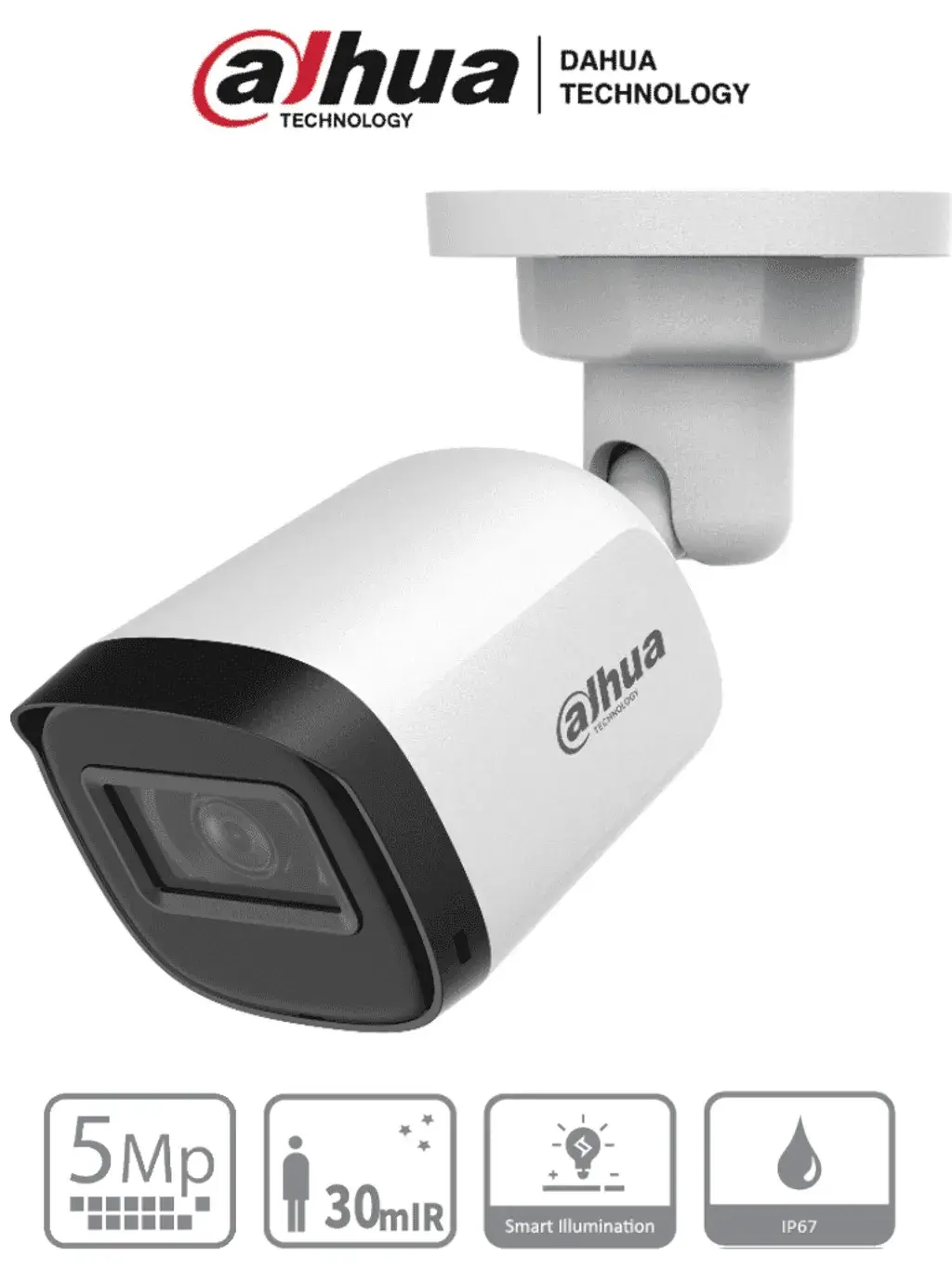 DH-HAC-B1A51N-U-0280B-S2. CAMARA BALA DAHUA HDCVI. 5MP. LF 2.8MM. IR 20MTS. IP67.